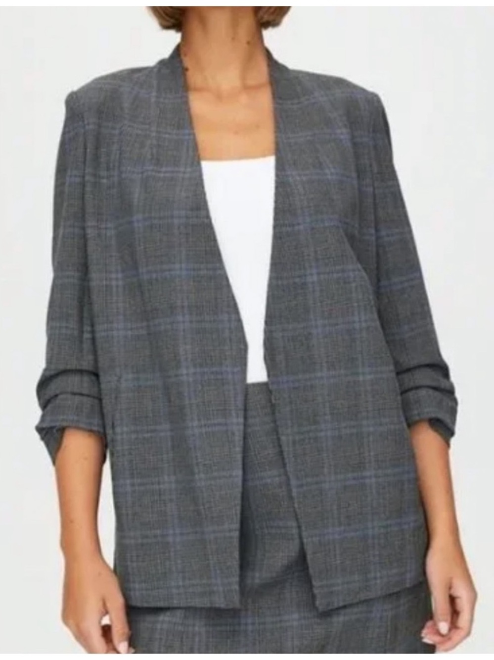 BOGO! Aritzia Babaton Macauley Blazer Ruched Sleeve Glen Plaid Size 4